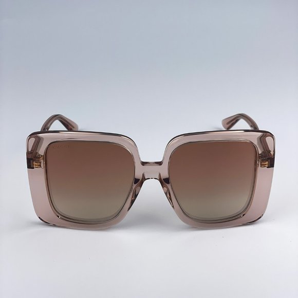Gucci GG1314S 005 Sunglasses Transparent Sand Brown Gradient Mirrored Oversized main image 12